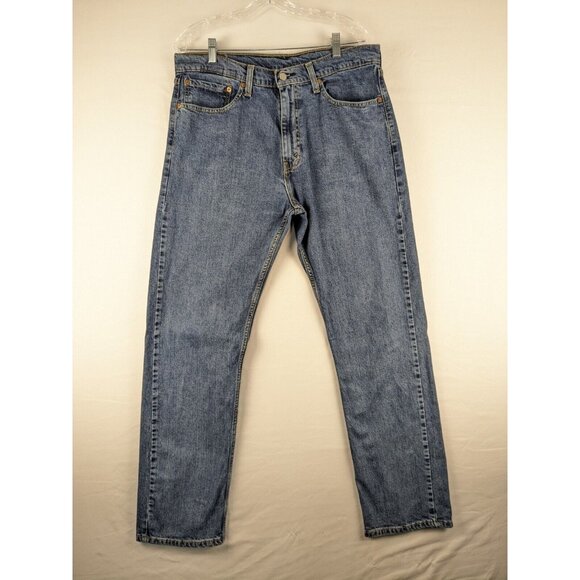 Levi's Jeans 505 Mens 36x32 Blue Regular Fit Straight Leg Denim Medium Wash - Picture 1 of 11
